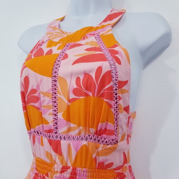 Athropologie Abel the Label Rumi Smocked Maxi Dress Floral Halter Neckline - Picture 11 of 14